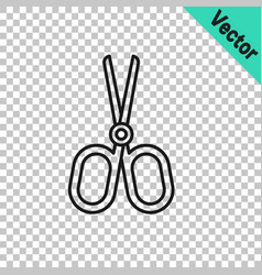 Black Line Scissors Icon Isolated On Transparent