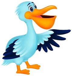 Pelican bird cartoon waving Royalty Free Vector Image