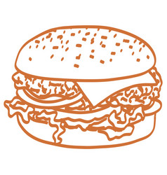 Burger Doodle Line Art Drawing