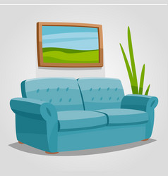 Cozy Sofa In A Bright Room With A Picture