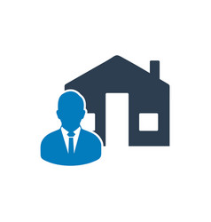 Real Estate Agent Icon With Home And Man Sign