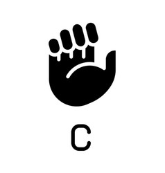 Sign For Letter C In Asl Black Glyph Icon