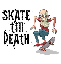 T Shirt Print With Old Man Skateboarder