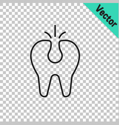 Black Line Broken Tooth Icon Isolated On