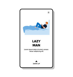 Lazy Man Lying In Bed And Play With Phone