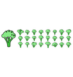 Broccoli Icons Set Color Line