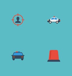 Flat Icons Suspicious Signal Police Car