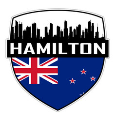 Hamilton Skyline Silhouette New Zealand Flag Badge