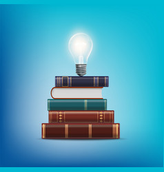 Stack Books With A Light Bulb Above