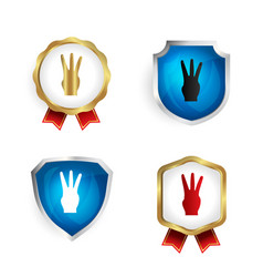 Abstract Three Finger Hand Gesture Badge