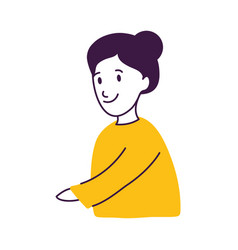 Cartoon Woman Wearing A Yellow Tshirt Colorful