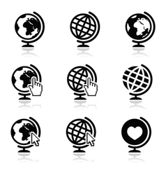 Globe Earth Icons With Cursor Hand And Arro