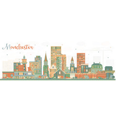 Manchester New Hampshire City Skyline With Color