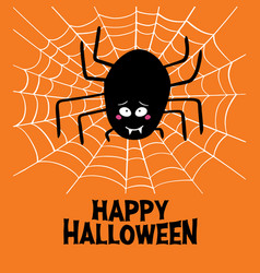 Cute Cartoon Black Spider With Guilty Look White