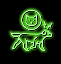 Dog Chasing Cat Neon Glow Icon