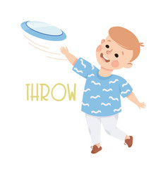 Little Boy Throwing Frisbee Demonstrating