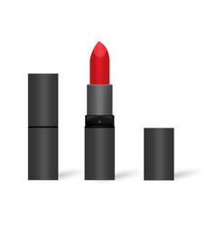 Red Lipstick In Black Tube Isolated On White