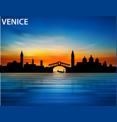 Silhouette Of Venice City On The Sunset