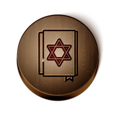 Brown Line Jewish Torah Book Icon Isolated