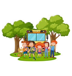 Children With School Bus