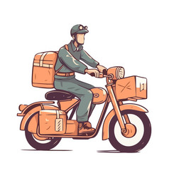 Men Riding Motorcycle Delivering Packages