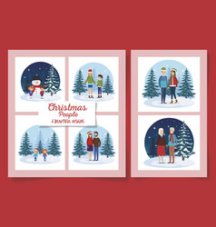 Six Designs Christmas People In Winter