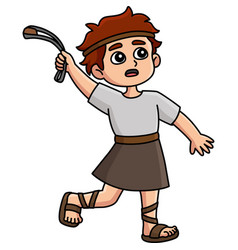 David Throwing Stone Cartoon Colored Clipart