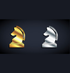 Gold And Silver Chess Icon Isolated On Black