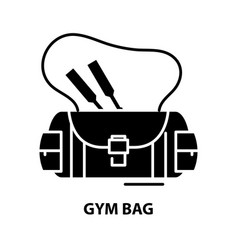 Gym Bag Icon Black Sign With Editable