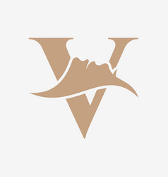 Woman Face Logo On Letter V Beauty Spa Symbol