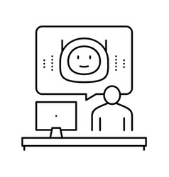 Virtual Chat Bot Line Icon