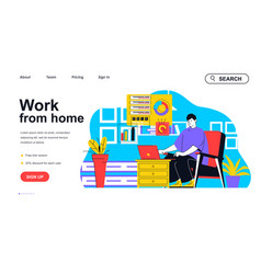 Work From Home Concept For Landing Page Template