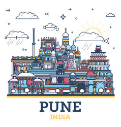 Outline Pune India City Skyline With Colored