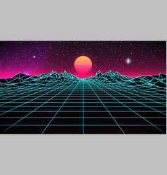 Synthwave Sunset Background 80s Sun Wireframe