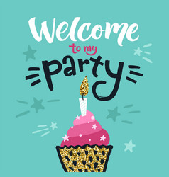 Welcome To Party Flyer Golden Glitter Square