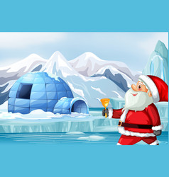 Christmas Scene With Santa At North Pole