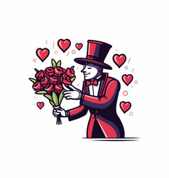 Gentleman With A Bouquet Of Flowers Valentines