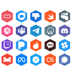 Hexagon Flat Color White Icon Pack Text Discord