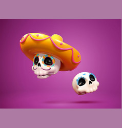 3d Sugar Skulls For Day Of The Dead