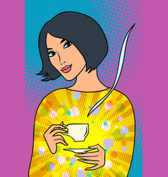 Asian Woman With A Cup Of Coffee