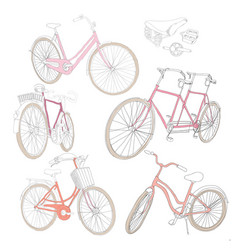 Colorful Hand Drawn Bicycles Set