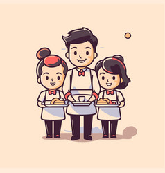 Cute Cartoon Family Cooking In The Kitchen For