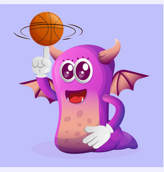 Cute Purple Monster Playing Basketball Freestyle