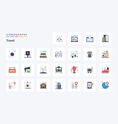 25 Travel Flat Color Icon Pack Icons