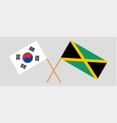 Crossed Flags Of South Korea And Jamaica Official