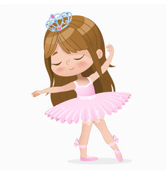 Cute small brown hair girl ballerina dance Vector Image