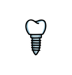 Dental Implant Doodle Icon Color Line