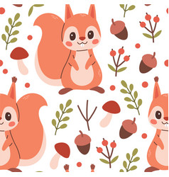 Fall Pattern With Squirrel Seamless Woodland