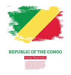 Republic Of The Congo Flag With Brush Strokes