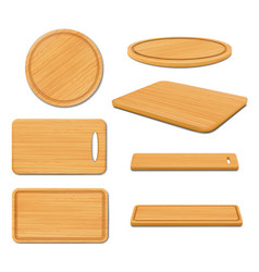 Wooden Pizza And Cutting Boards Top Or Front View